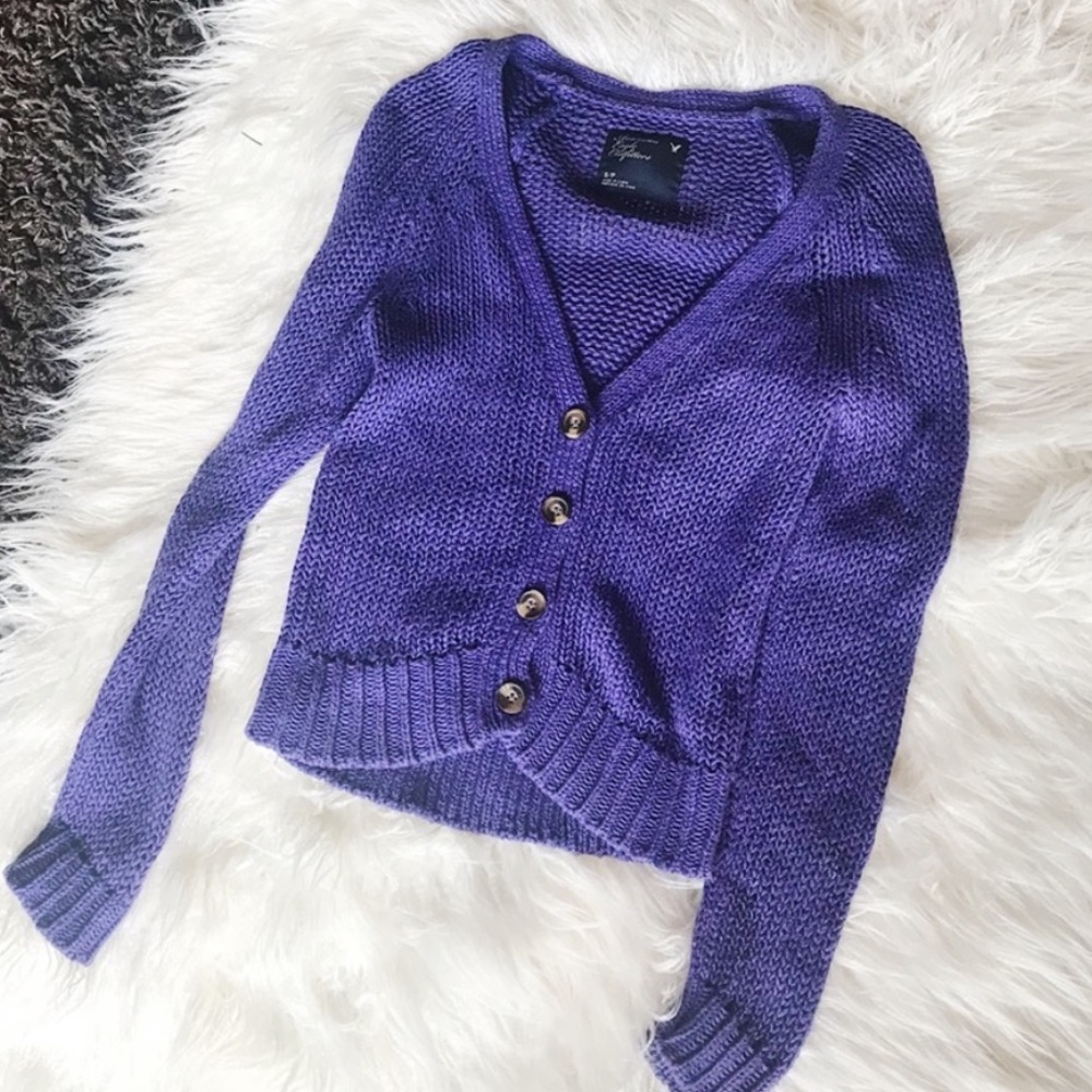 AMERICAN EAGLE PURPLE CARDIGAN